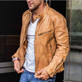 Leandro | Men's Weatherproof Leather Jacket with Stand-Up Collar