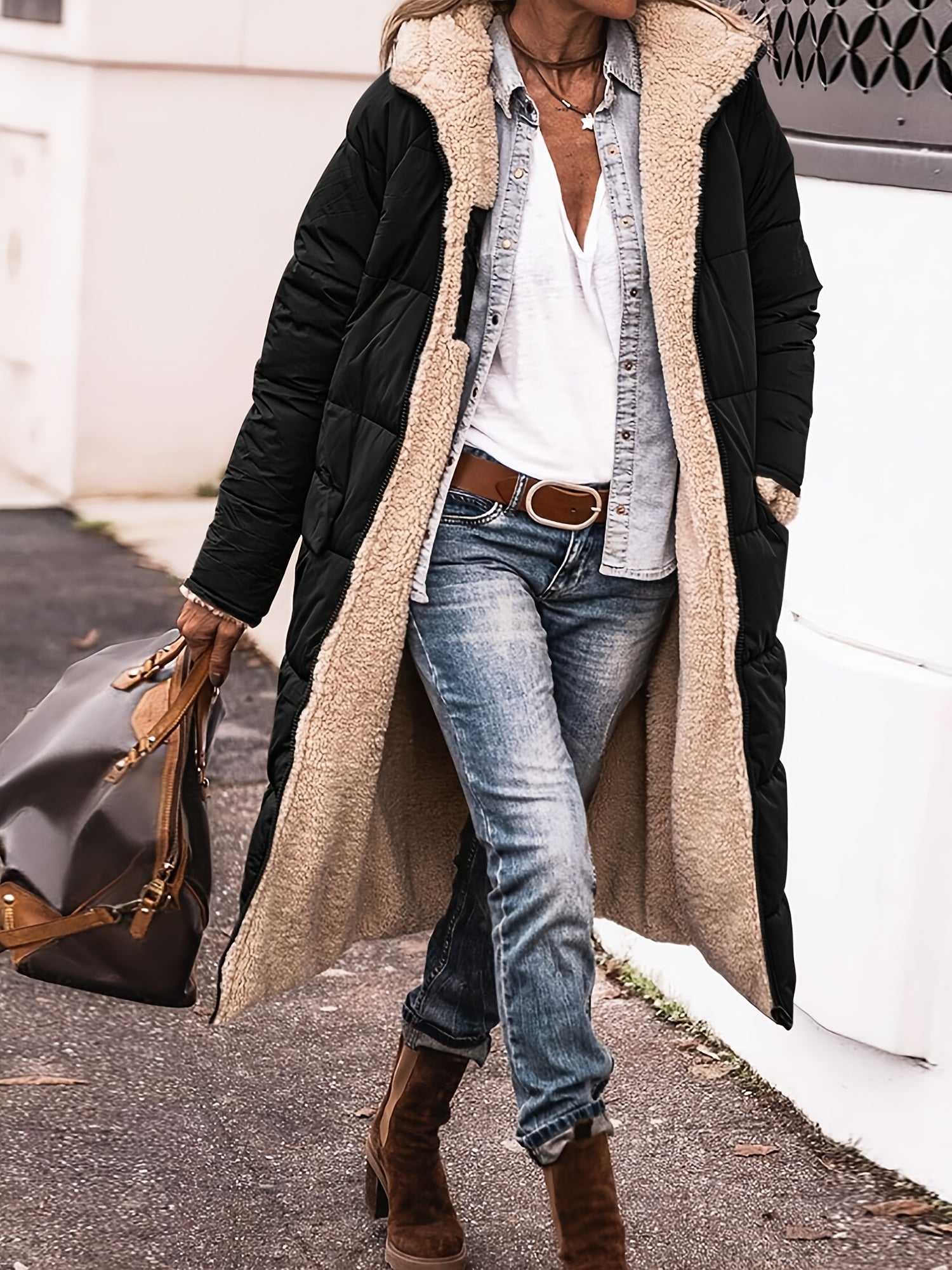 Ellena | Damen Schlichte Lange Winterjacke