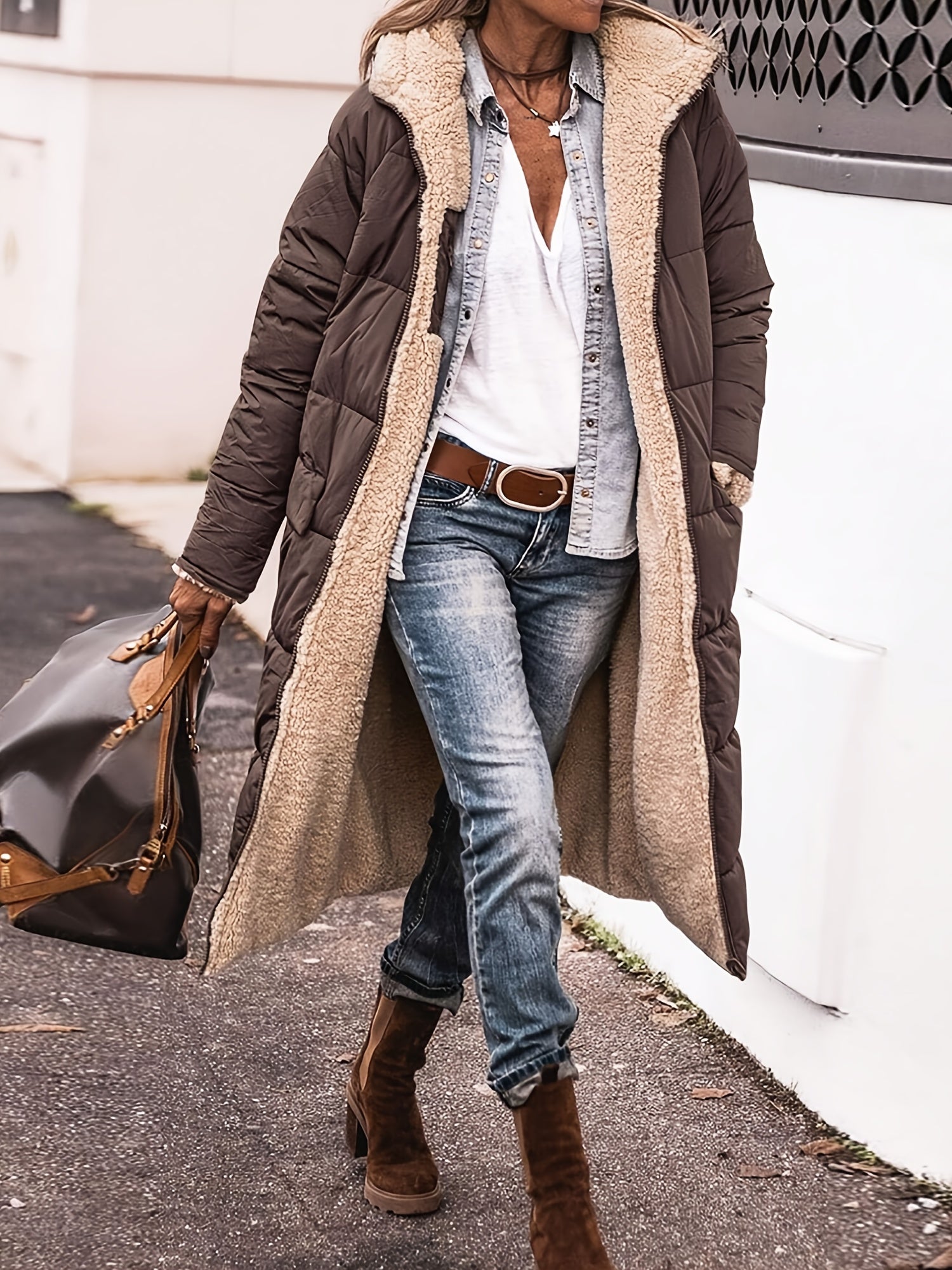 Ellena | Damen Schlichte Lange Winterjacke