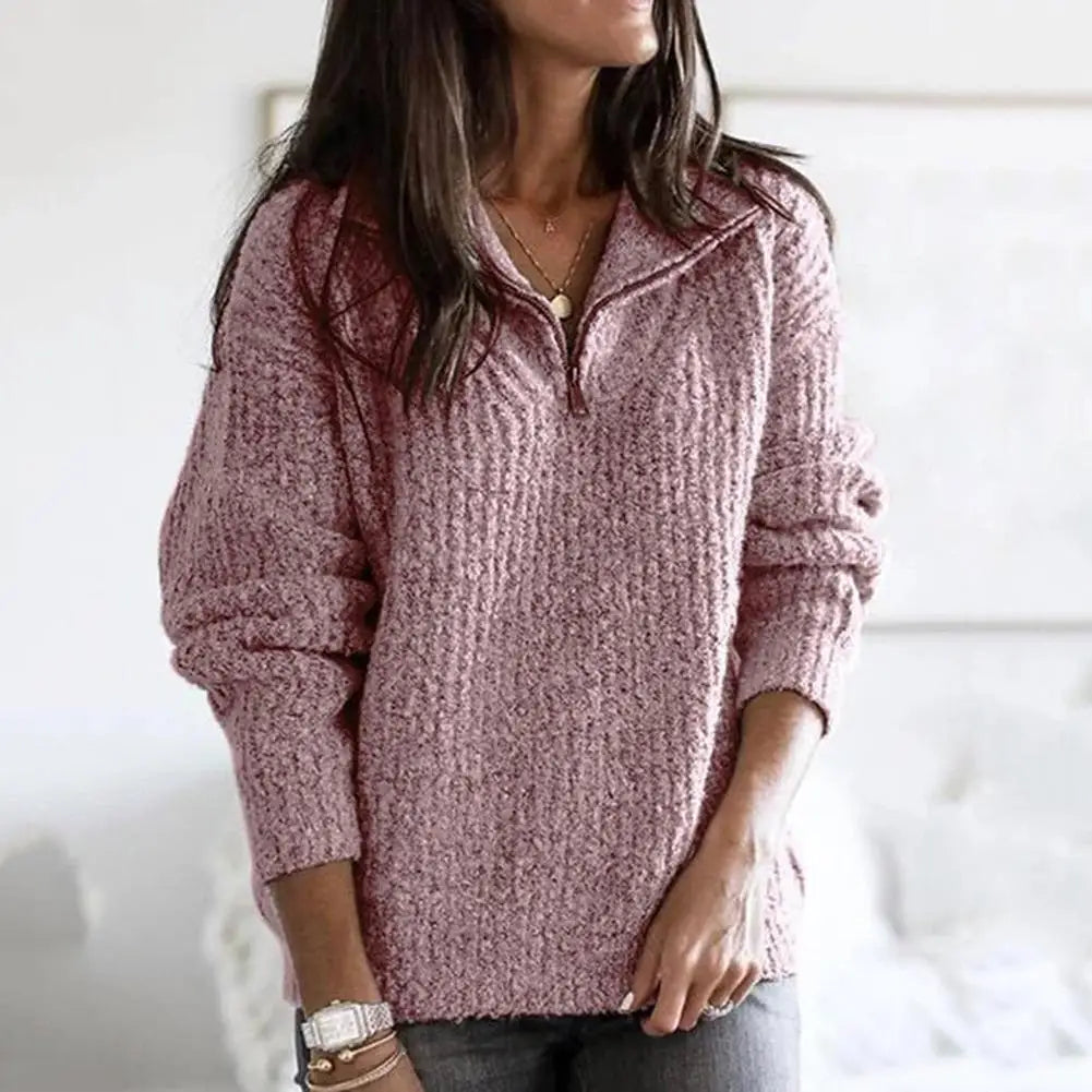 Rebecca | Damen Pullover mit Reißverschluss