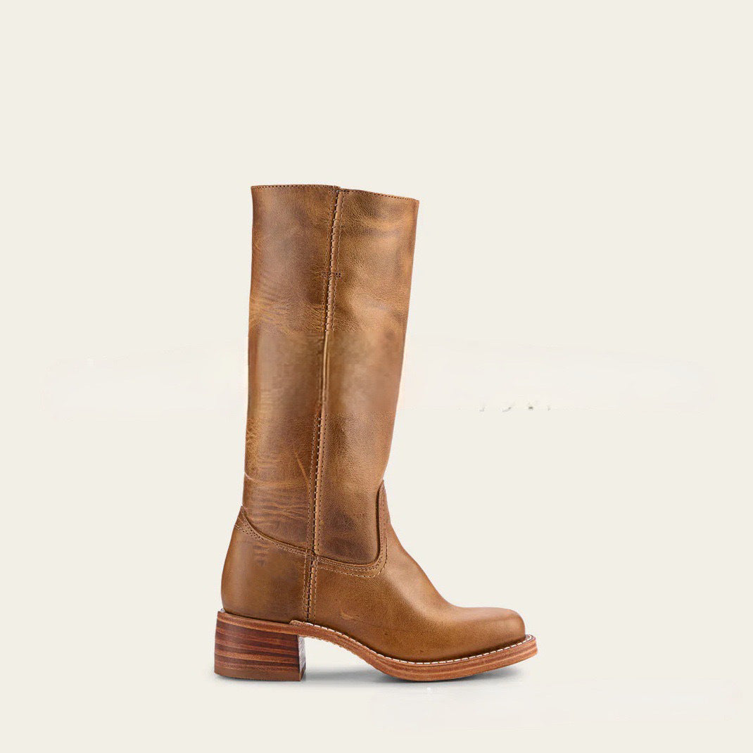 Agatha | Damen Western Lederstiefel mit Blockabsatz