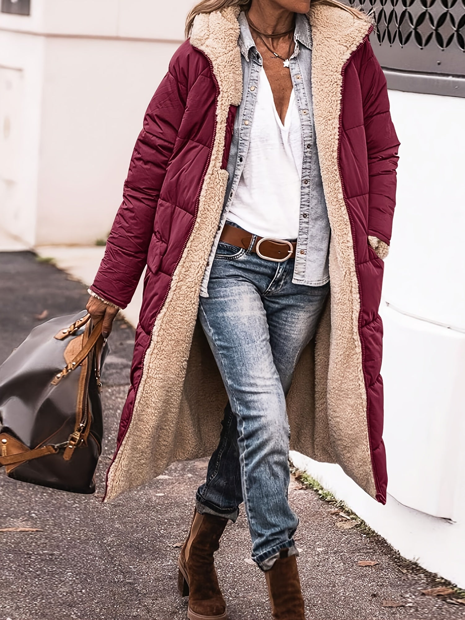 Ellena | Damen Schlichte Lange Winterjacke